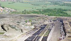 1989: Das ehemalige Braunkohlebergwerk Goitzsche in der Nähe von Mühlbeck